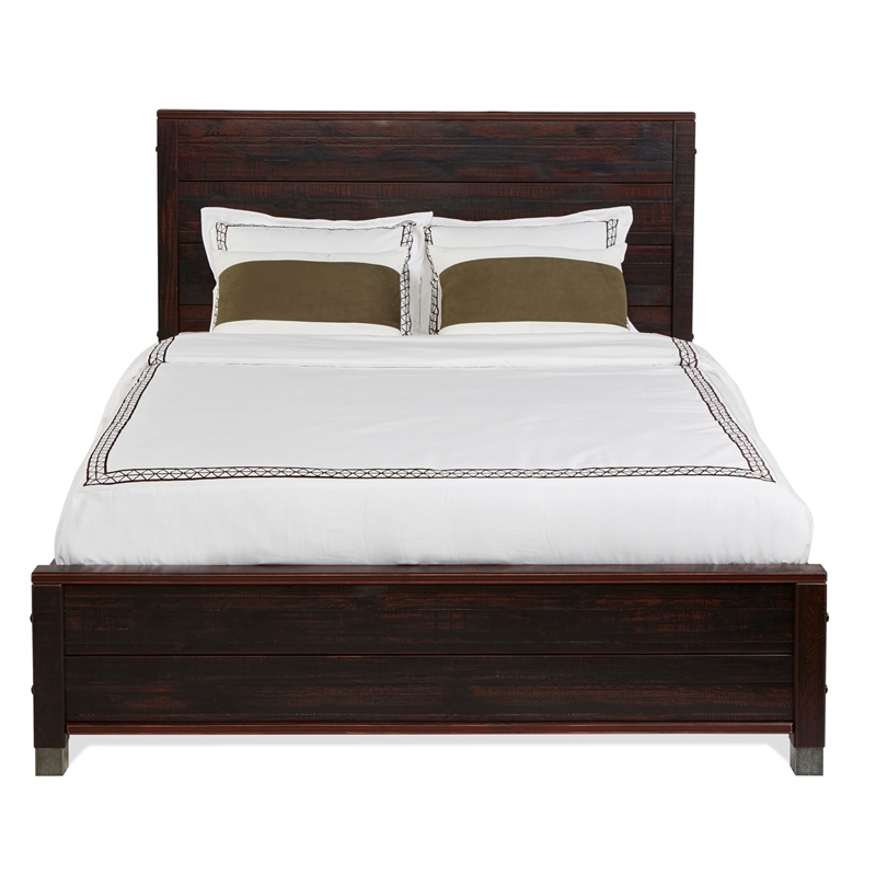 Pemberly Row Contemporary Solid Wood Full Platform Bed in Walnut