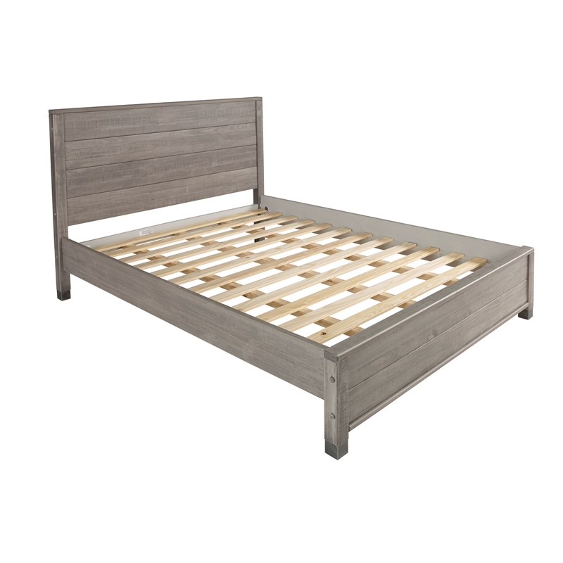 Pemberly Row Modern Solid Wood King Platform Bed in Driftwood Gray