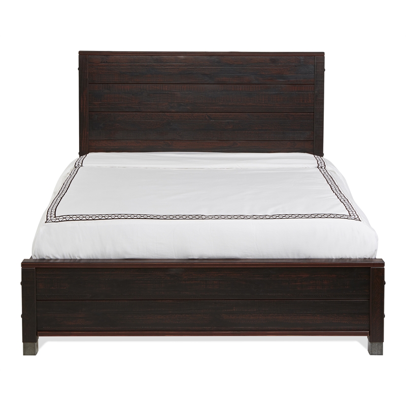 Pemberly Row Contemporary Solid Wood Queen Platform Bed in Walnut