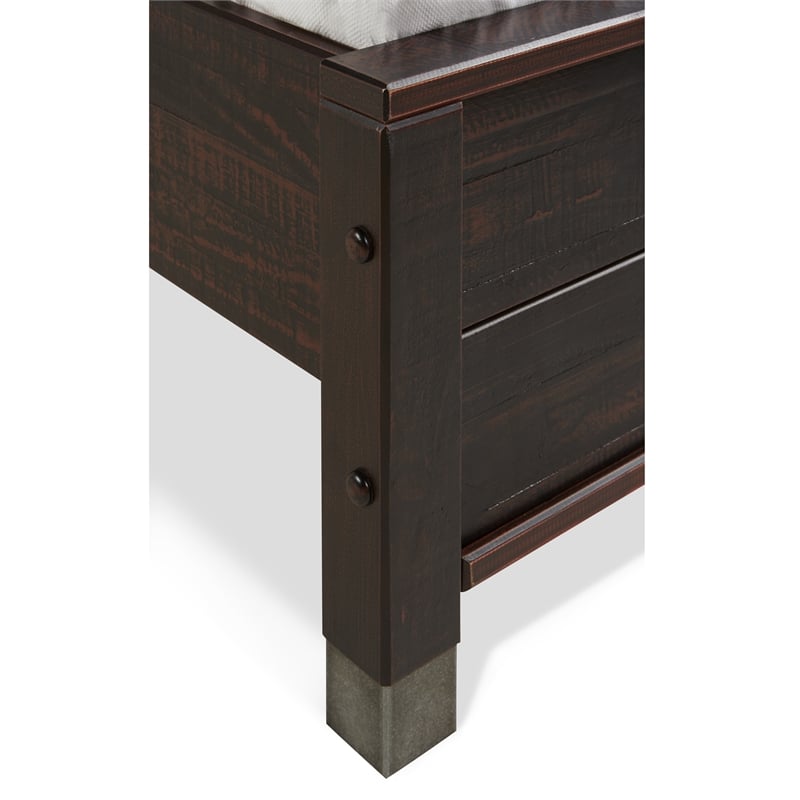 Pemberly Row Contemporary Solid Wood Queen Platform Bed in Walnut