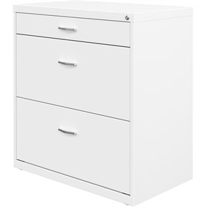 Pemberly Row 30&quotW Metal 3 Drawer Home Office Filing Cabinet White