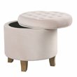 Pemberly Row Round Transitional Wood and Velvet Storage Ottoman in Pink