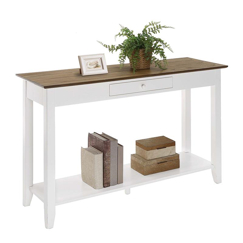 Pemberly Row One-Drawer Console Table with Shelf in White Wood Finish