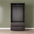 Pemberly Row Wood 2-Door Wardrobe Armoire with 2-Drawers Tobacco