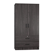 Pemberly Row Wood 2-Door Wardrobe Armoire with 2-Drawers Tobacco