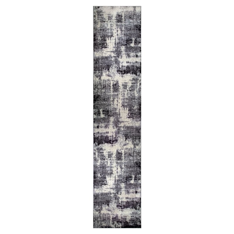 Pemberly Row Vintage Monochromatic Abstract Gray Area Rug Runner 2'2