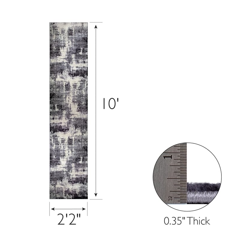 Pemberly Row Vintage Monochromatic Abstract Gray Area Rug Runner 2'2