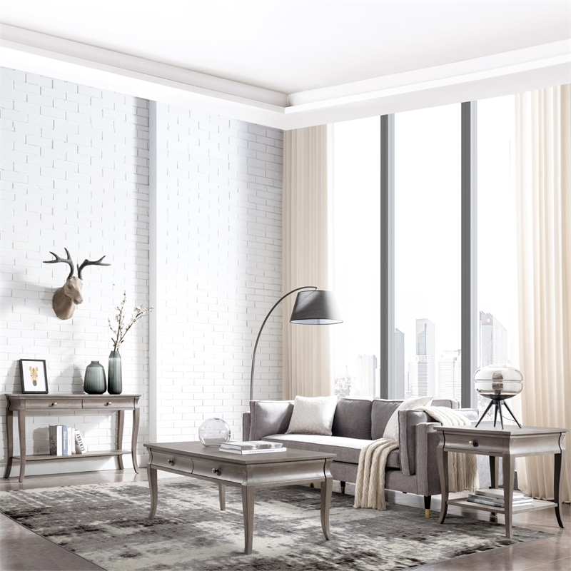 Pemberly Row Vintage Monochromatic Abstract Gray Area Rug Rectangle 3'9