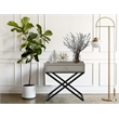 Pemberly Row Taupe Gray Engineered Wood Side Table Nightstand with Glass Top