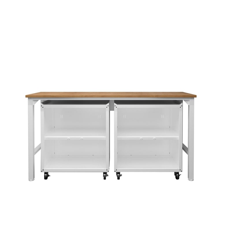 Pemberly Row Modern 3-Piece Wood Garage Cabinet Set 1.0 in White