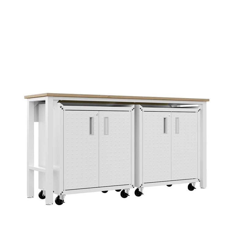 Pemberly Row Modern 3-Piece Wood Garage Cabinet Set 1.0 in White