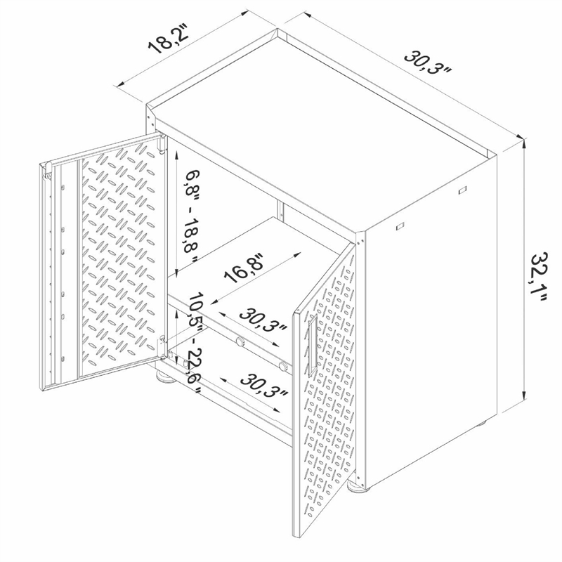 Pemberly Row Modern 3-Piece Wood Garage Cabinet Set 1.0 in White
