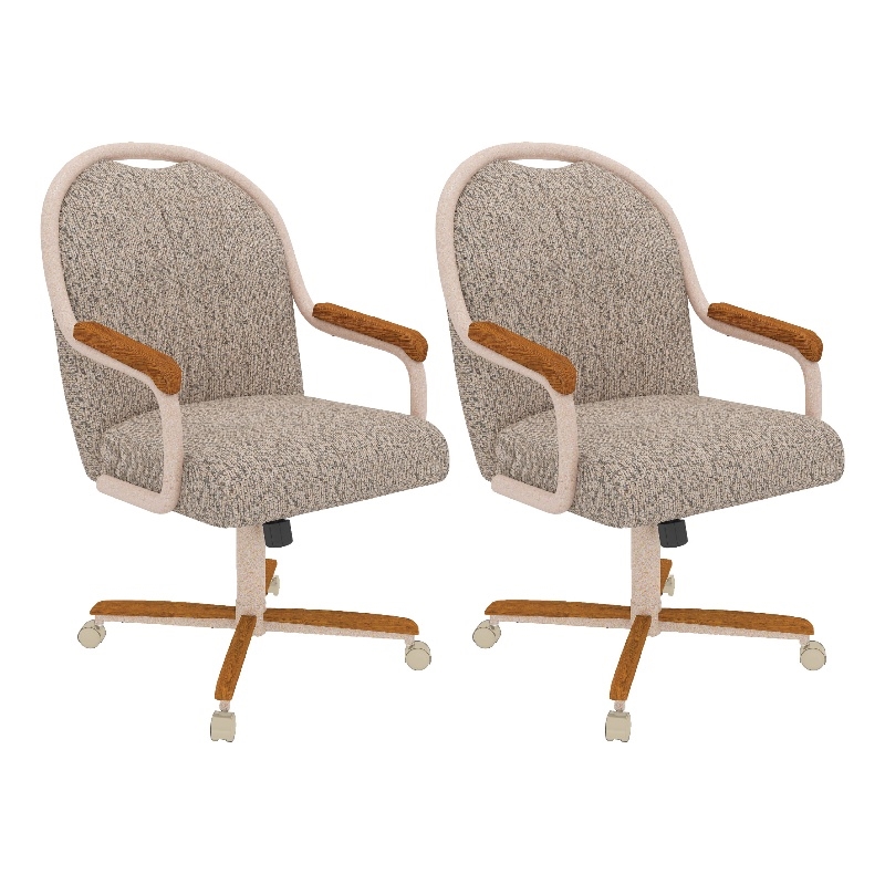 Pemberly Row  Swivel Dining Arm Chair in Chestnut and Light Sand (Set of 2)
