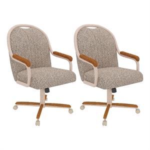 Pemberly Row  Swivel Dining Arm Chair in Chestnut and Light Sand (Set of 2)