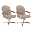 Pemberly Row  Swivel Dining Arm Chair in Chestnut and Light Sand (Set of 2)