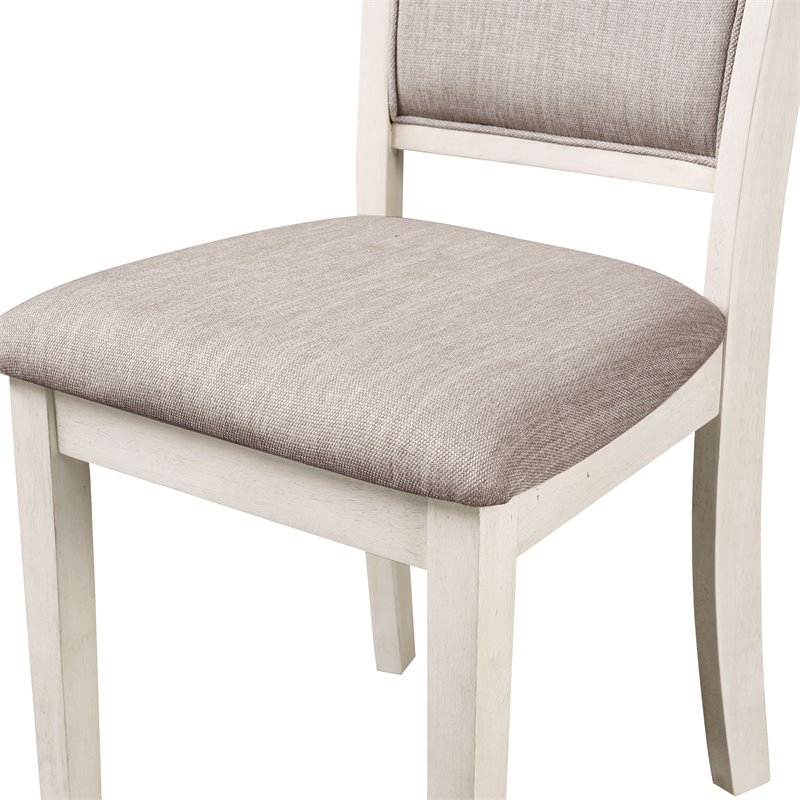 Pemberly Row 5-Piece Round Solid Wood Dining Set in Bisque Beige