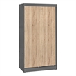 Pemberly Row Modern Wood Double Sliding Door Wardrobe Natural Oak / Gray
