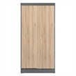 Pemberly Row Modern Wood Double Sliding Door Wardrobe Natural Oak / Gray