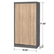Pemberly Row Modern Wood Double Sliding Door Wardrobe Natural Oak / Gray