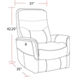 Pemberly Row Polyester / PU Power Swivel Glider Recliner in Linen Brown