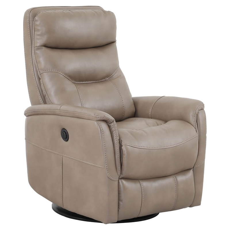Pemberly Row Polyester / PU Power Swivel Glider Recliner in Linen Brown