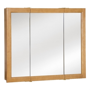 Pemberly Row Modern 36-Inch Wood Medicine Cabinet in Nutmeg Oak