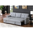 Pemberly Row Gray Vegan Faux Leather Reversible Sleeper Sofa with Storage Chaise