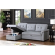 Pemberly Row Gray Vegan Faux Leather Reversible Sleeper Sofa with Storage Chaise