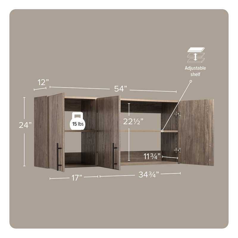 Pemberly Row 54 inch Drifted Gray Engineered Wood Wall Cabinet