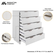 Pemberly Row Contemporary Tall Engineered Wood Dresser in White