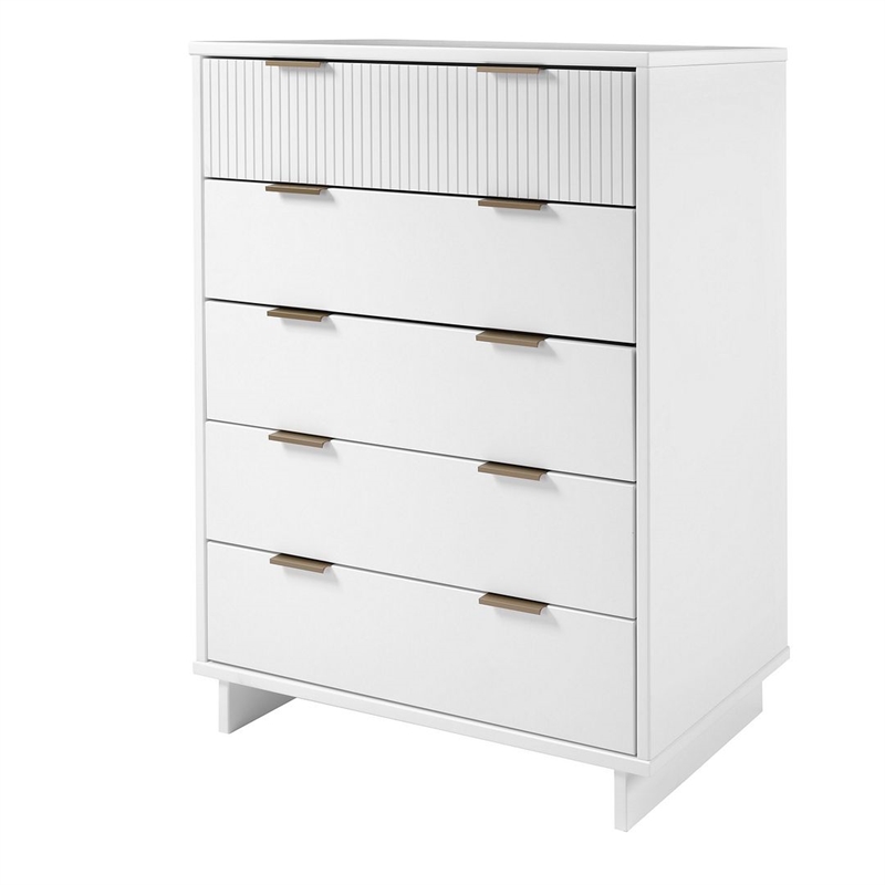 Pemberly Row Contemporary Tall Engineered Wood Dresser in White
