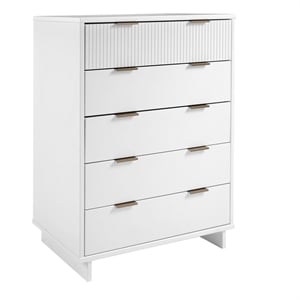 Pemberly Row Contemporary Tall Engineered Wood Dresser in White