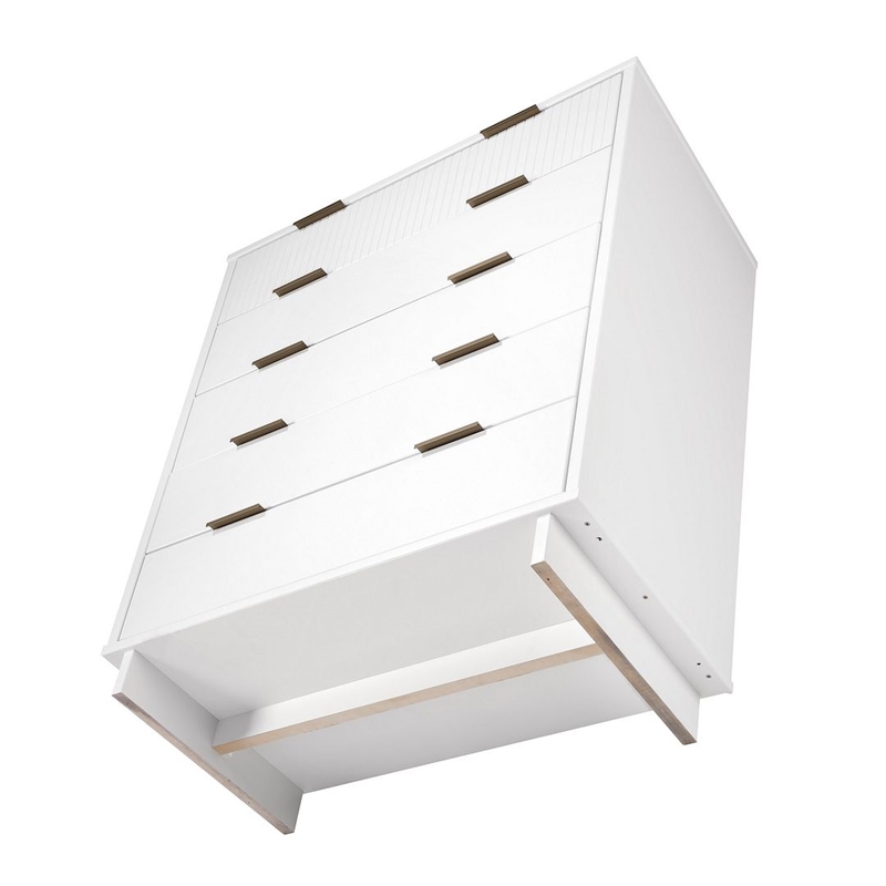 Pemberly Row Contemporary Tall Engineered Wood Dresser in White