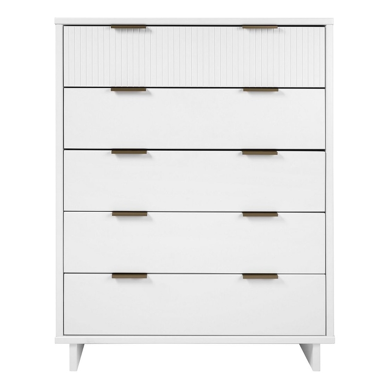 Pemberly Row Contemporary Tall Engineered Wood Dresser in White