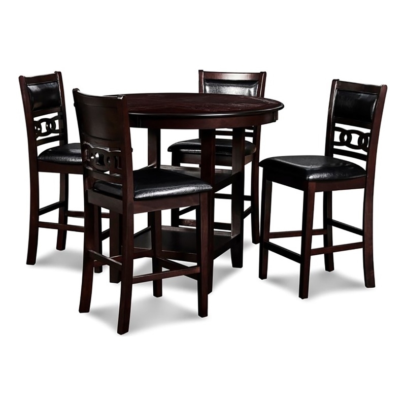 Pemberly Row 5-Piece Transitional Wood Dining Set in Ebony Finish