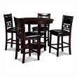 Pemberly Row 5-Piece Transitional Wood Dining Set in Ebony Finish
