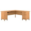 Pemberly Row Contemporary 72W L Shaped Desk in Maple Cross Finish