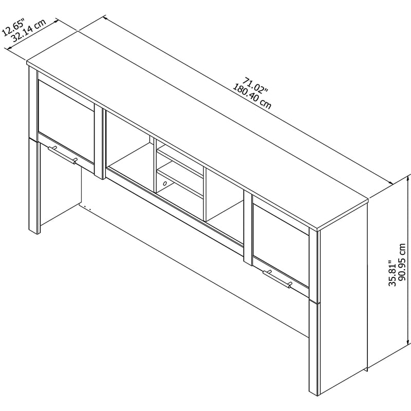 Pemberly Row Modern 72W Hutch for L Shaped Desk in Maple Cross