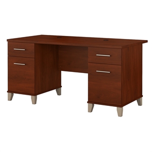 Pemberly Row Contemporary 60W Office Desk in Hansen Cherry Finish