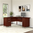 Pemberly Row Modern 60W L Desk in Hansen Cherry - Engineered Wood