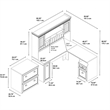 Pemberly Row Engineered Wood L Desk with Hutch and File Cabinet in Antique White