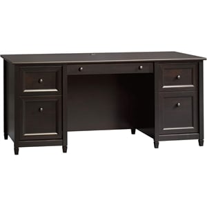 Pemberly Row Engineered Wood 4-Drawers Executive Desk in Estate Black