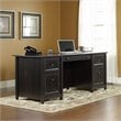 Pemberly Row Engineered Wood 4-Drawers Executive Desk in Estate Black