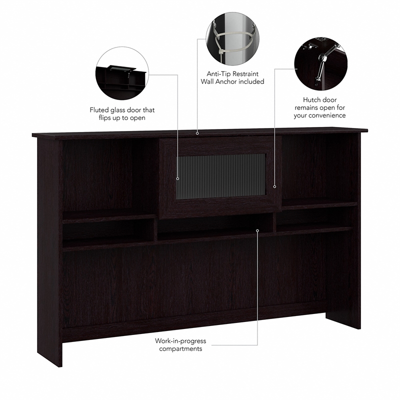 Pemberly Row Hutch with Lifting Door in Espresso Oak - Engineered Wood