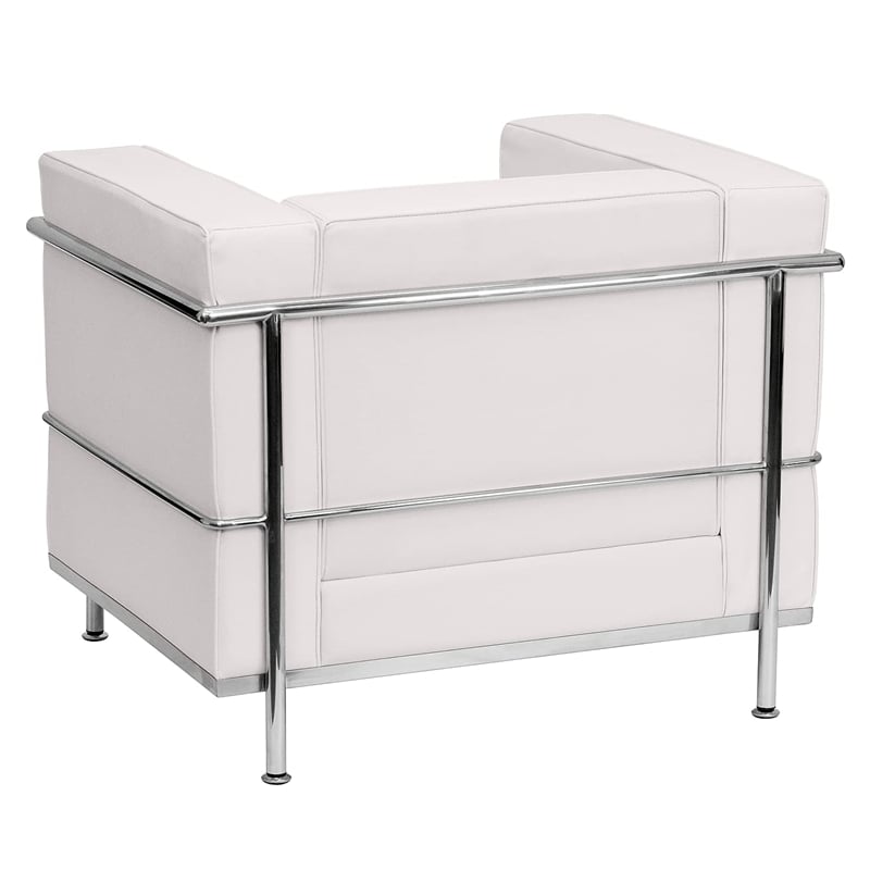 Pemberly Row Contemporary Regal Leather Chair in White Finish