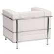 Pemberly Row Contemporary Regal Leather Chair in White Finish