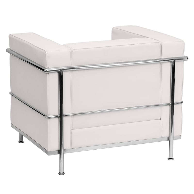 Pemberly Row Contemporary Regal Leather Chair in White Finish