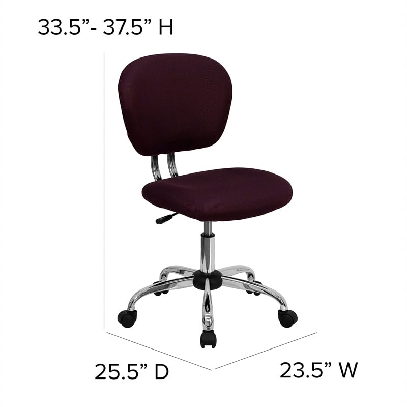 Pemberly Row Modern Mid-Back Mesh Office Swivel Chair in Burgundy