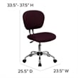 Pemberly Row Modern Mid-Back Mesh Office Swivel Chair in Burgundy