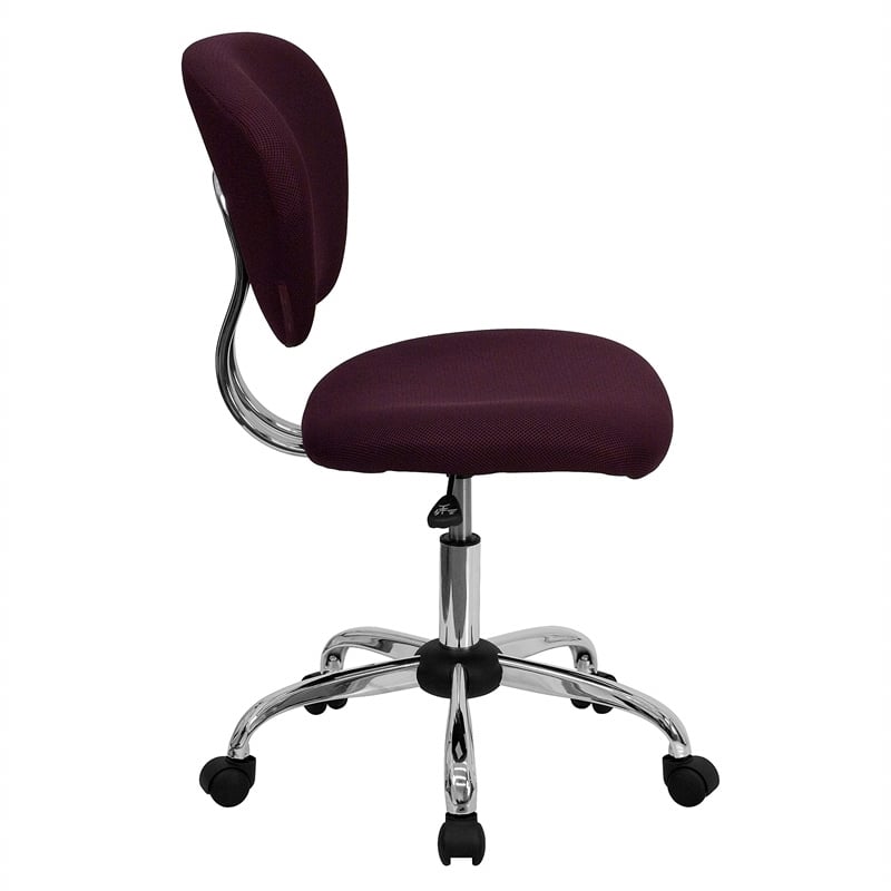 Pemberly Row Modern Mid-Back Mesh Office Swivel Chair in Burgundy
